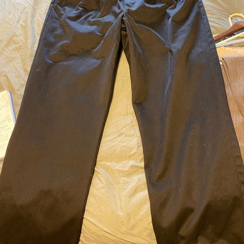 George Men's Black Straight-Leg cuffed Pants 100% cotton 40W 32L